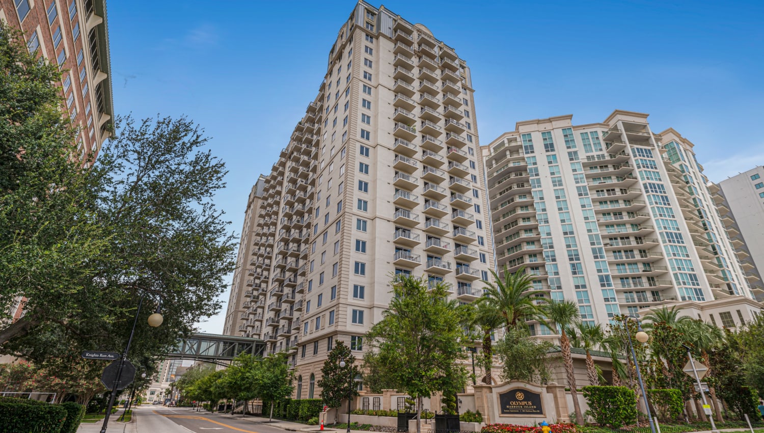 Exterior view of our luxury high-rise community at Olympus Harbour Island in Tampa, Florida