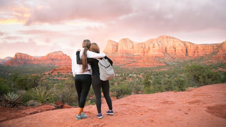 Hiking in Sedona at sunset.