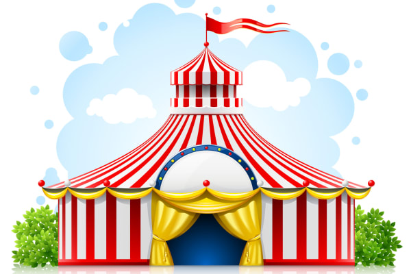 Red and white big top tent carnival illustration