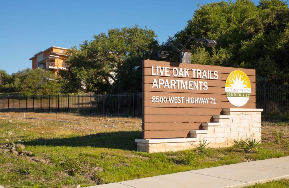 Entrance to Live Oak Trails in Austin, Texas