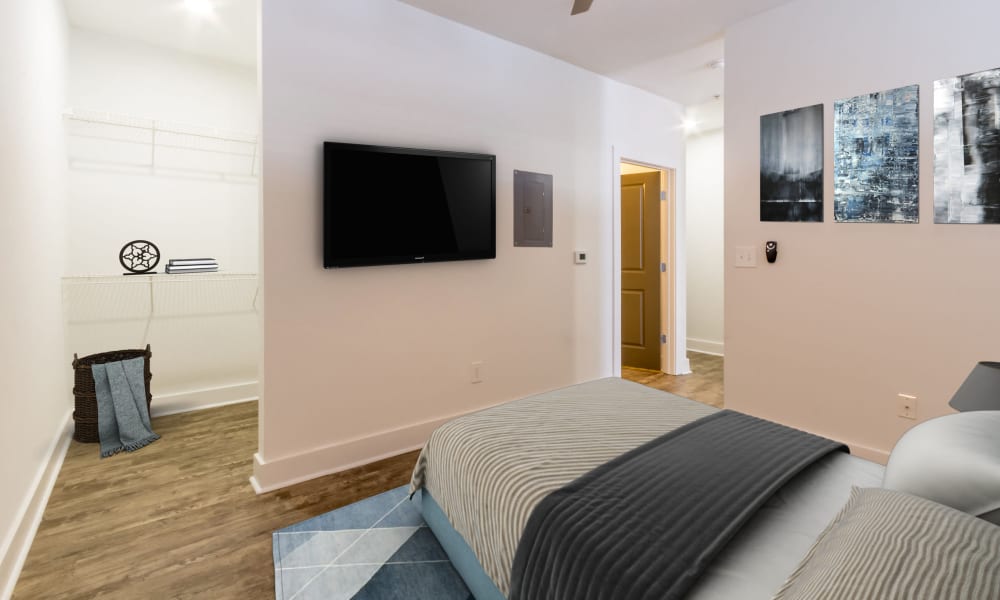 Loft-style bedroom at Block Lofts | Apartments in Atlanta, GA