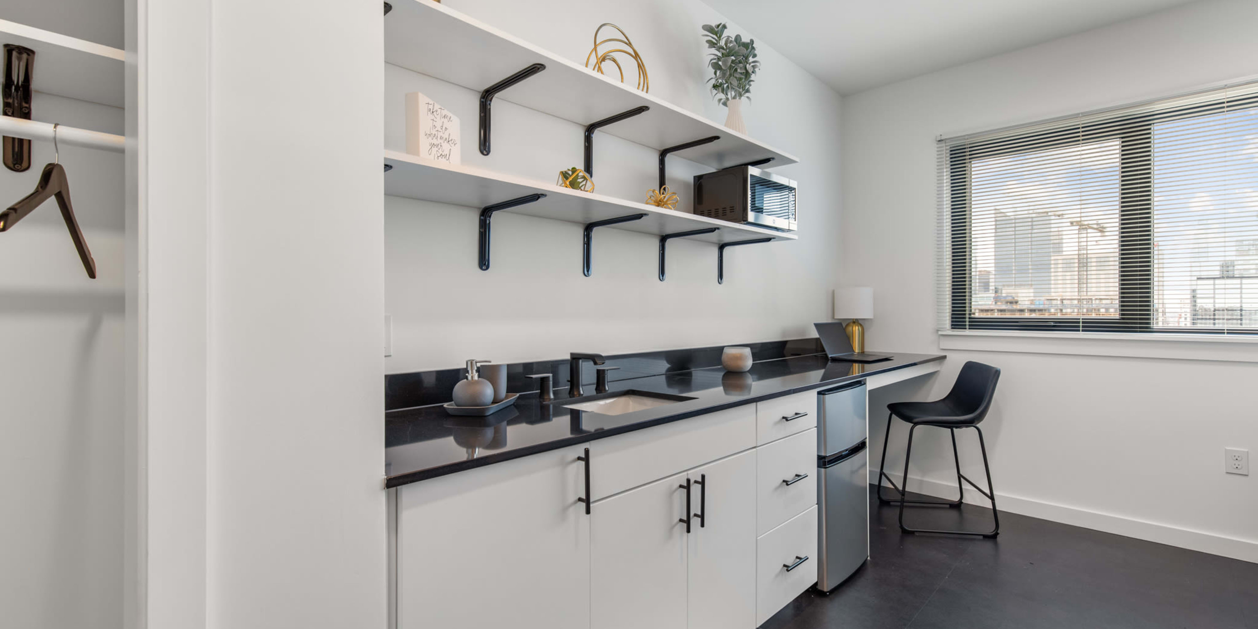 Studio apartment kitchen at Rutledge Flats | Apartments in Nashville, TN