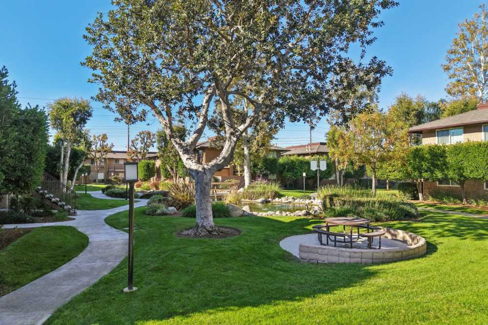Courtyard and picnic area at Casa Sierra in Riverside, California