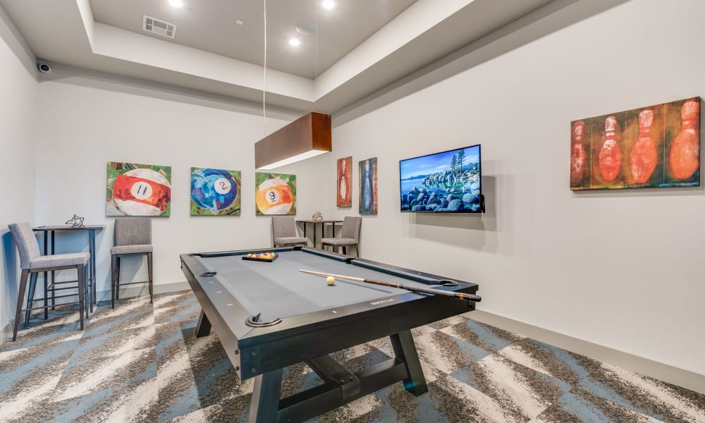 Pool table in the clubhouse at Bellrock Upper North in Haltom City, Texas