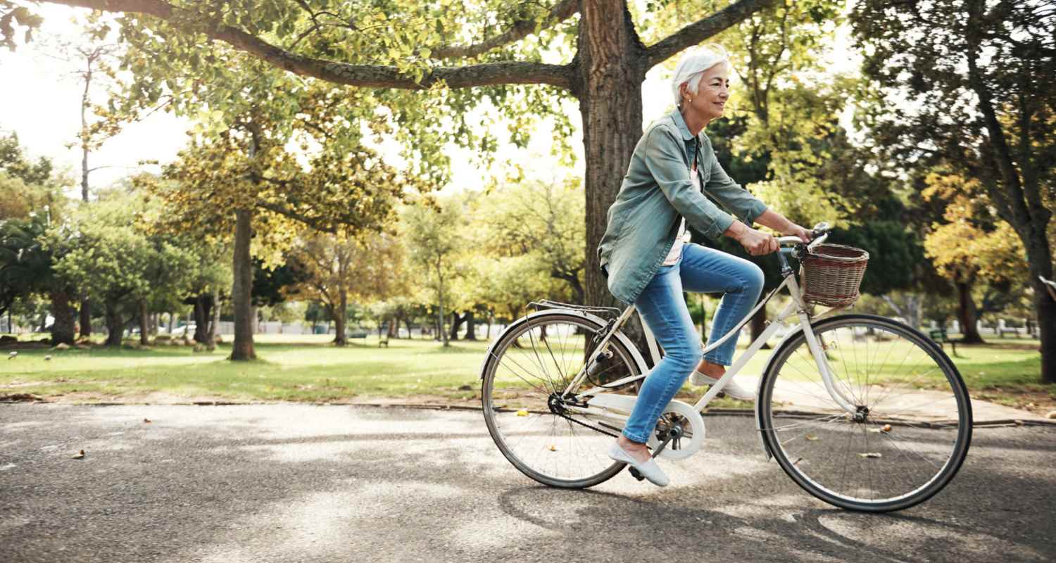 Resident biking in a park near Patriots Place in Valdosta, Georgia