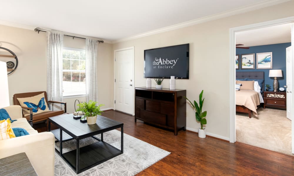 Living room at The Abbey At Enclave in Houston, Texas