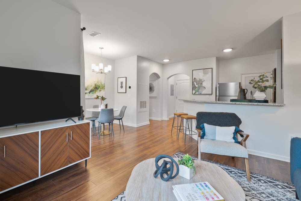 Sofi Gaslight Commons has naturally lit apartments with sliding glass doors in South Orange, New Jersey
