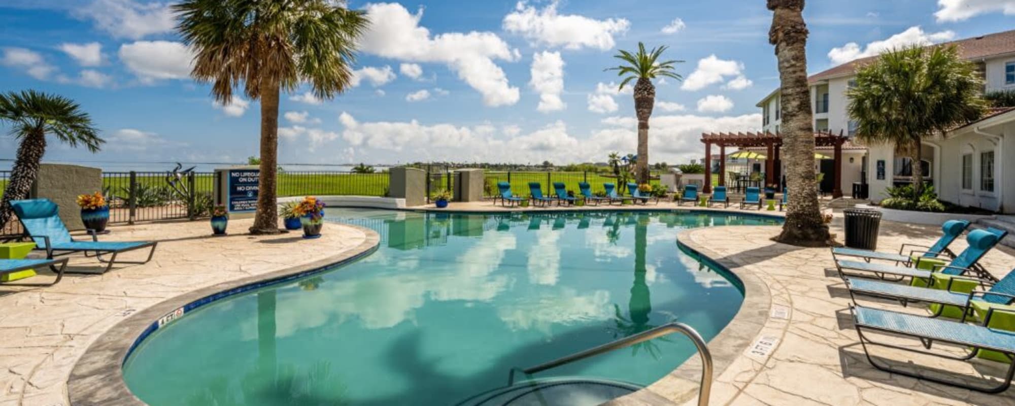 Pool area at Baypoint Apartments in Corpus Christi, Texas 