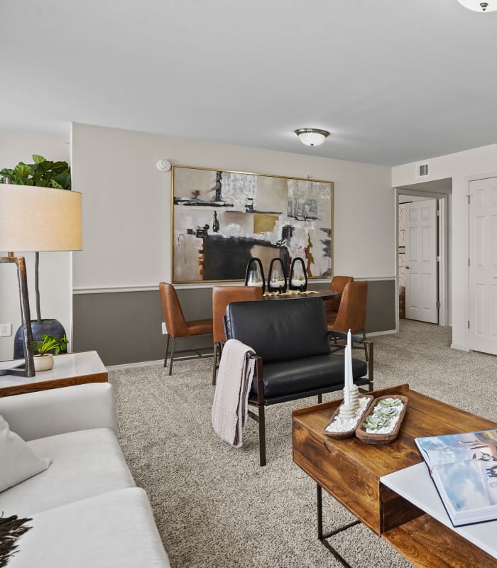 Spacious living room at  wood tableColonies at Hillside in Amarillo, Texas