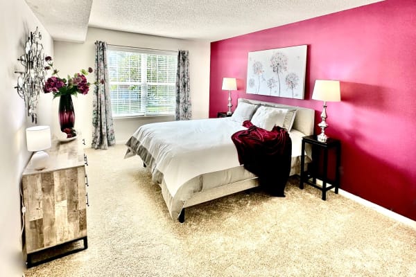 stylish bedroom at Willow Lake Apartments in Virginia Beach, Virginia