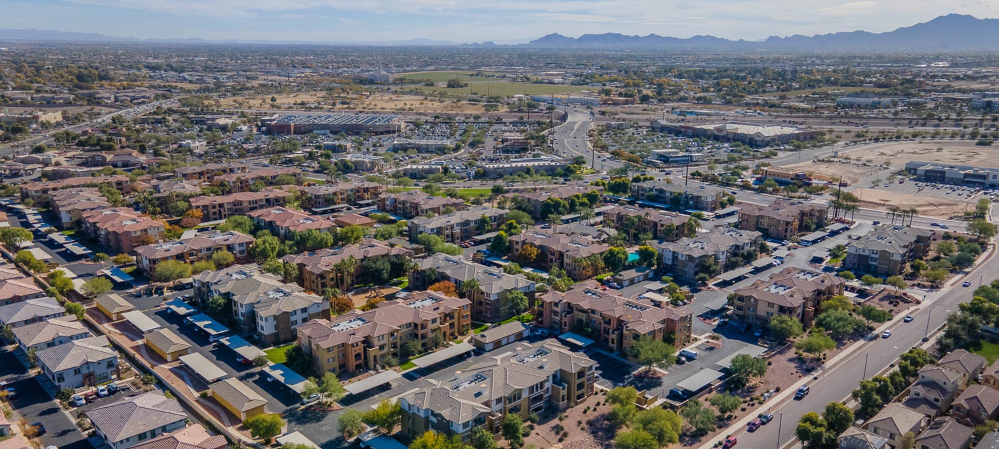 Community aerial view at Borrego at Spectrum in Gilbert, Arizona