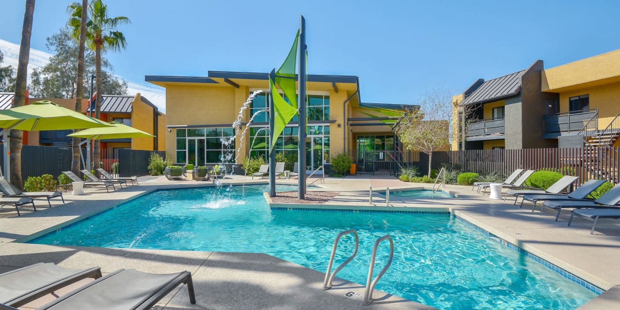 Resort-style swimming pool at Onnix in Tempe, Arizona
