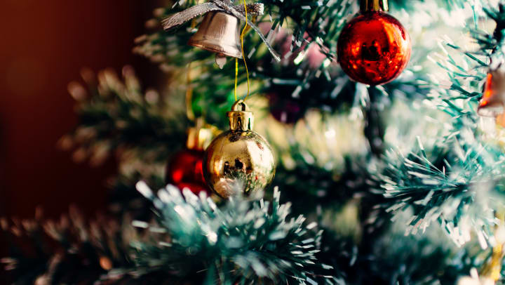 Ornaments on a Christmas tree