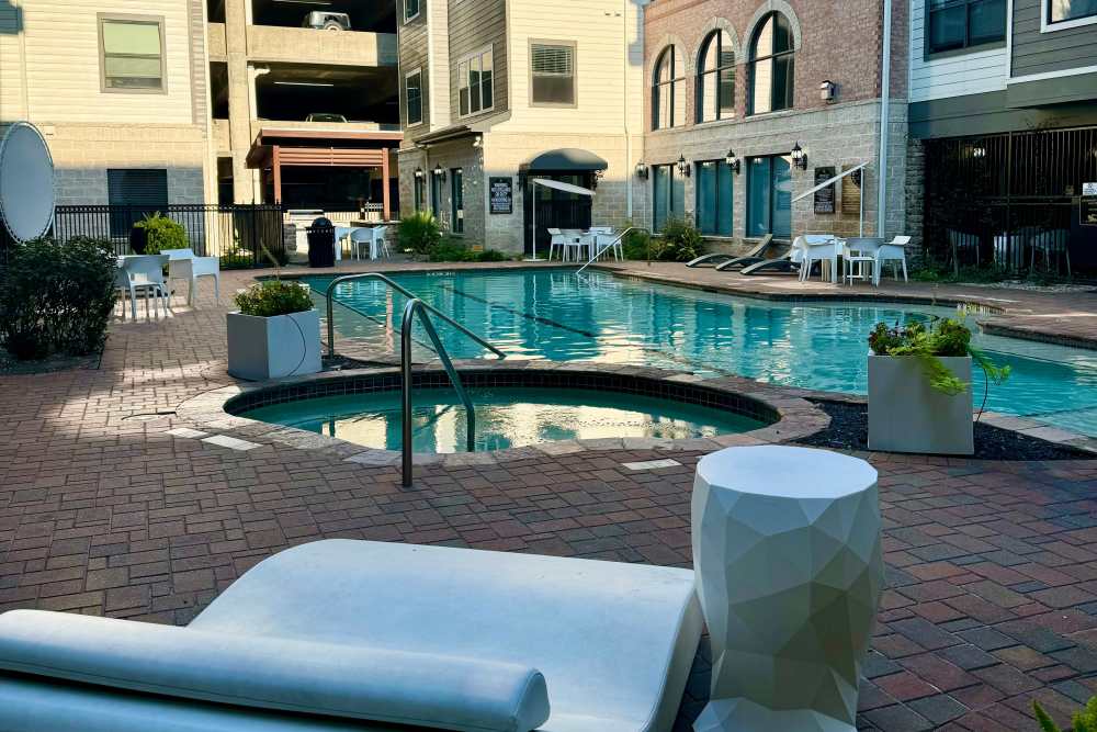 entrance to the leasing center at The Margot on Sage in Houston, Texas