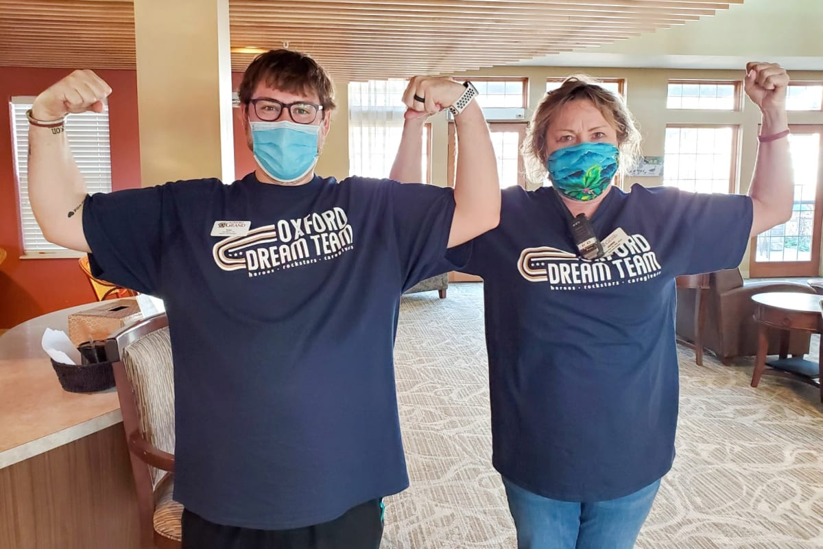 Two team members at Oxford Glen Memory Care at Grand Prairie in Grand Prairie, Texas