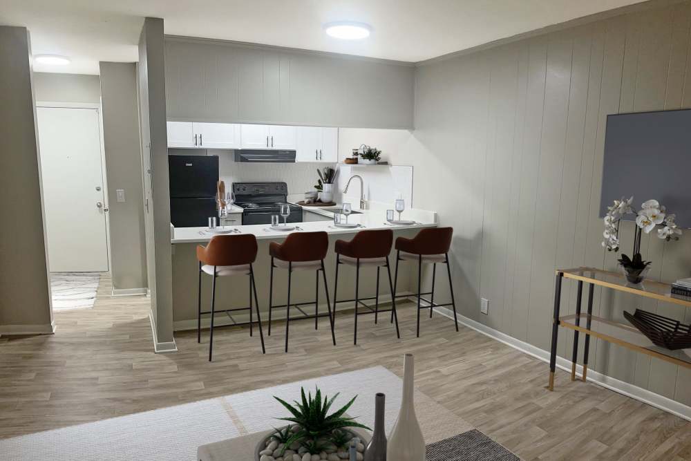 Kitchen bar at Belmont Place Apartments in Nashville, Tennessee