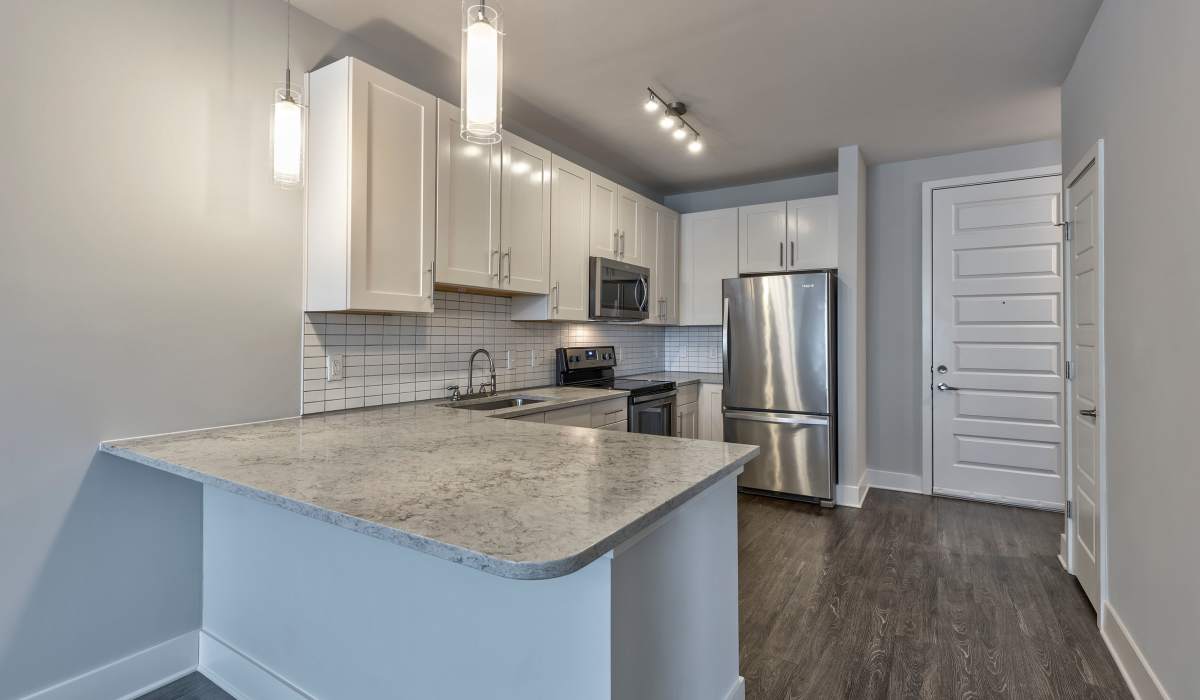 Kitchen with stainless-steel appliances at 1400 Chestnut, Chattanooga, Tennessee