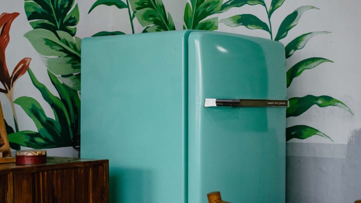Light blue antique refrigerator