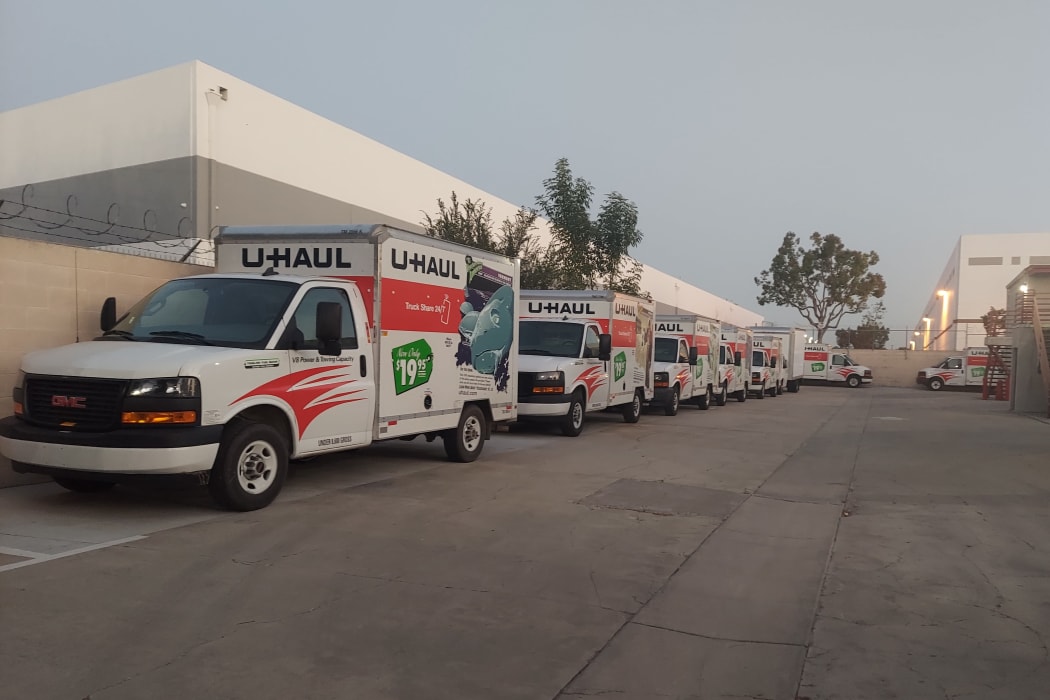 u-hauls outside at Gilbert Self Storage in Fullerton, California
