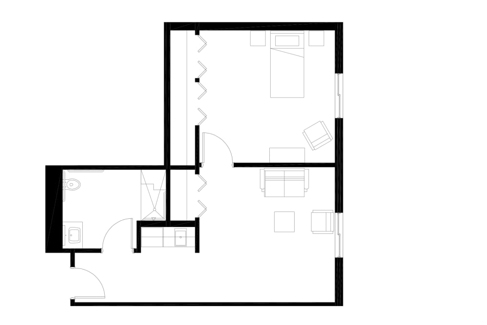 One Bedroom A floorplan at The Residences at Miami in Miami