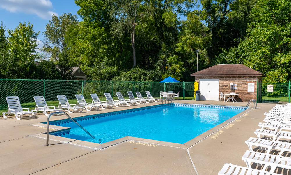 Sparkling pool at Indian Footprints Apartments in Harrison, Ohio