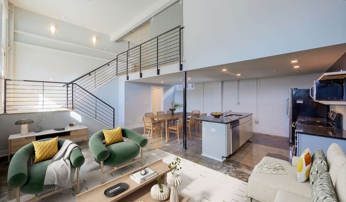 A furnished apartment living room at Eclipse Apartments in Richmond, Virginia