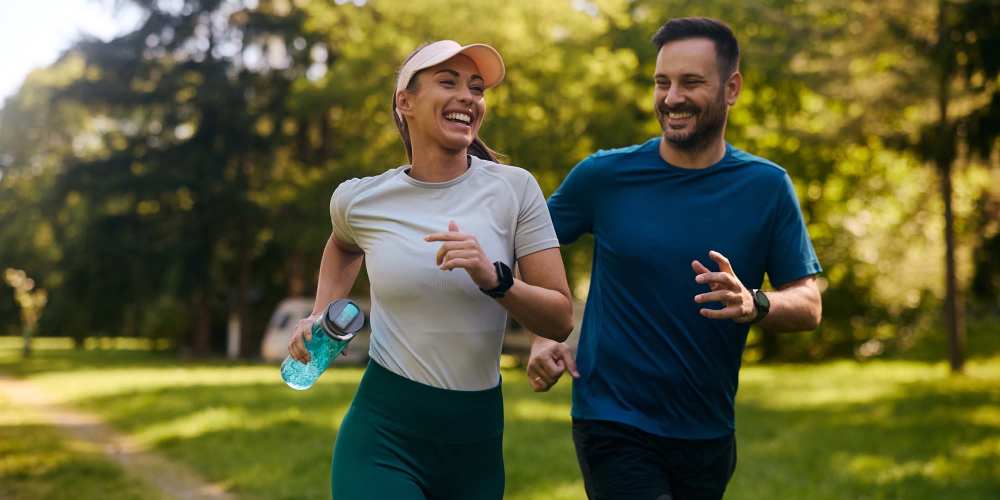 Residents out for a jog near The View at Wash Park in Denver,Colorado