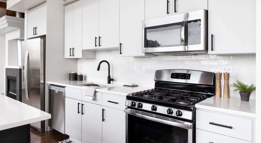 Kitchen with energy-efficient appliances at The Montclair in Houston, Texas