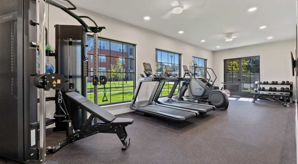 Fitness center at Helios in Richmond, Virginia