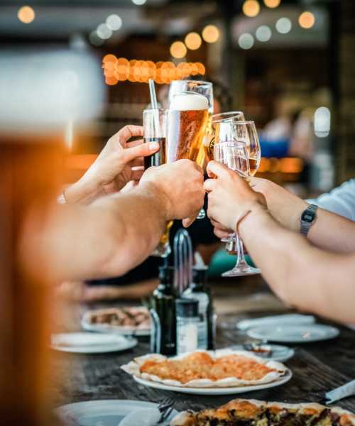 Residents having drinks at a local bar and restaurant near Westwood Apartments in Davis, California