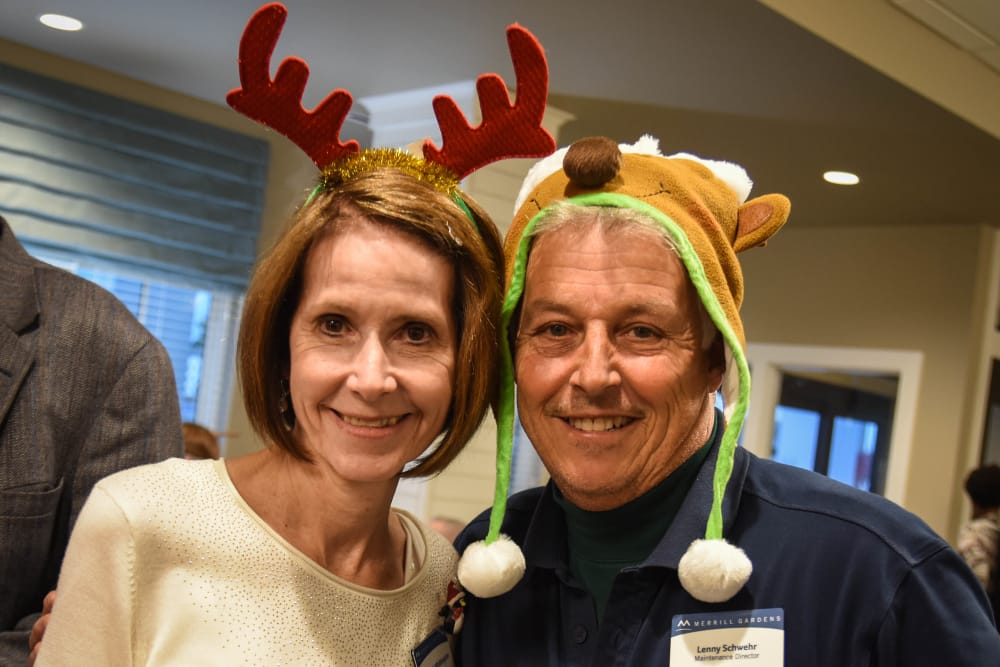 Staff members dressed up for the Christmas party at Merrill Gardens at Carolina Park in Mount Pleasant, South Carolina. 