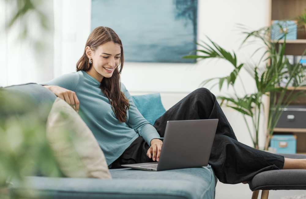 Resident using high speed internet at Arlington Gardens in Arlington, Massachusetts