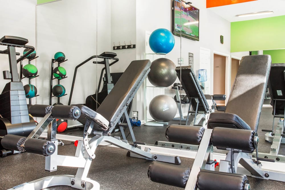 Well-equipped onsite fitness center at The Seasons at Umstead in Raleigh, North Carolina