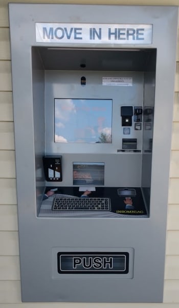 The kiosk at Global Self Storage in West Henrietta, New York