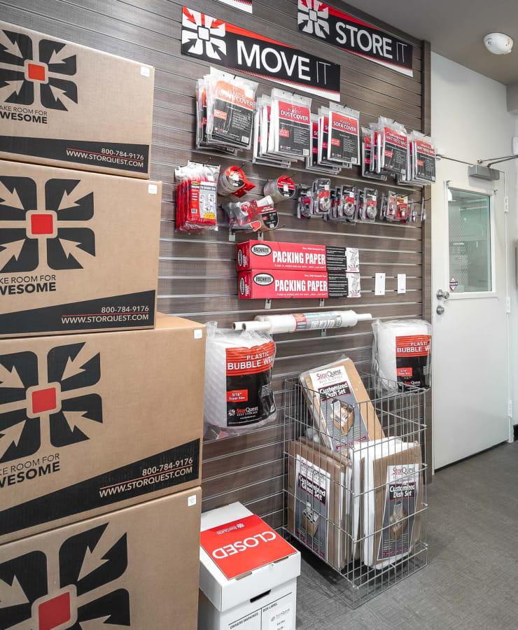 Boxes and moving supplies available at StorQuest Self Storage in Los Angeles, California
