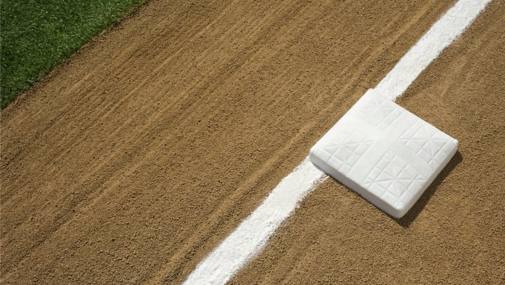 Third base with new white chalk baseline