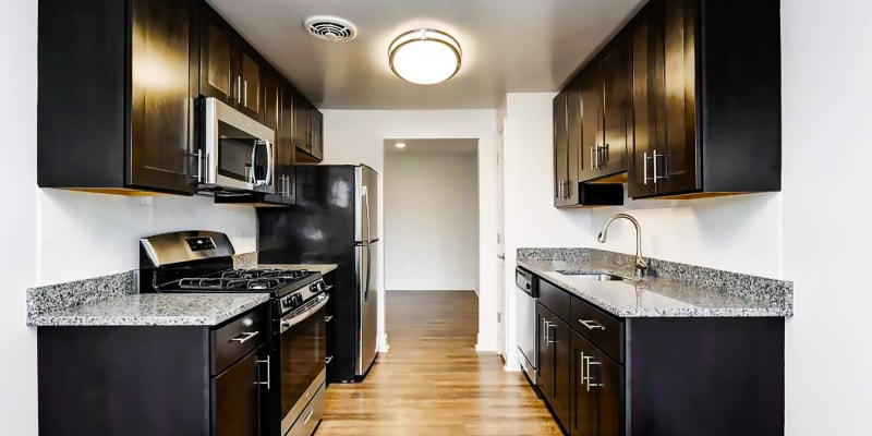 Model kitchen at Marrion Square Apartments in Pikesville, Maryland