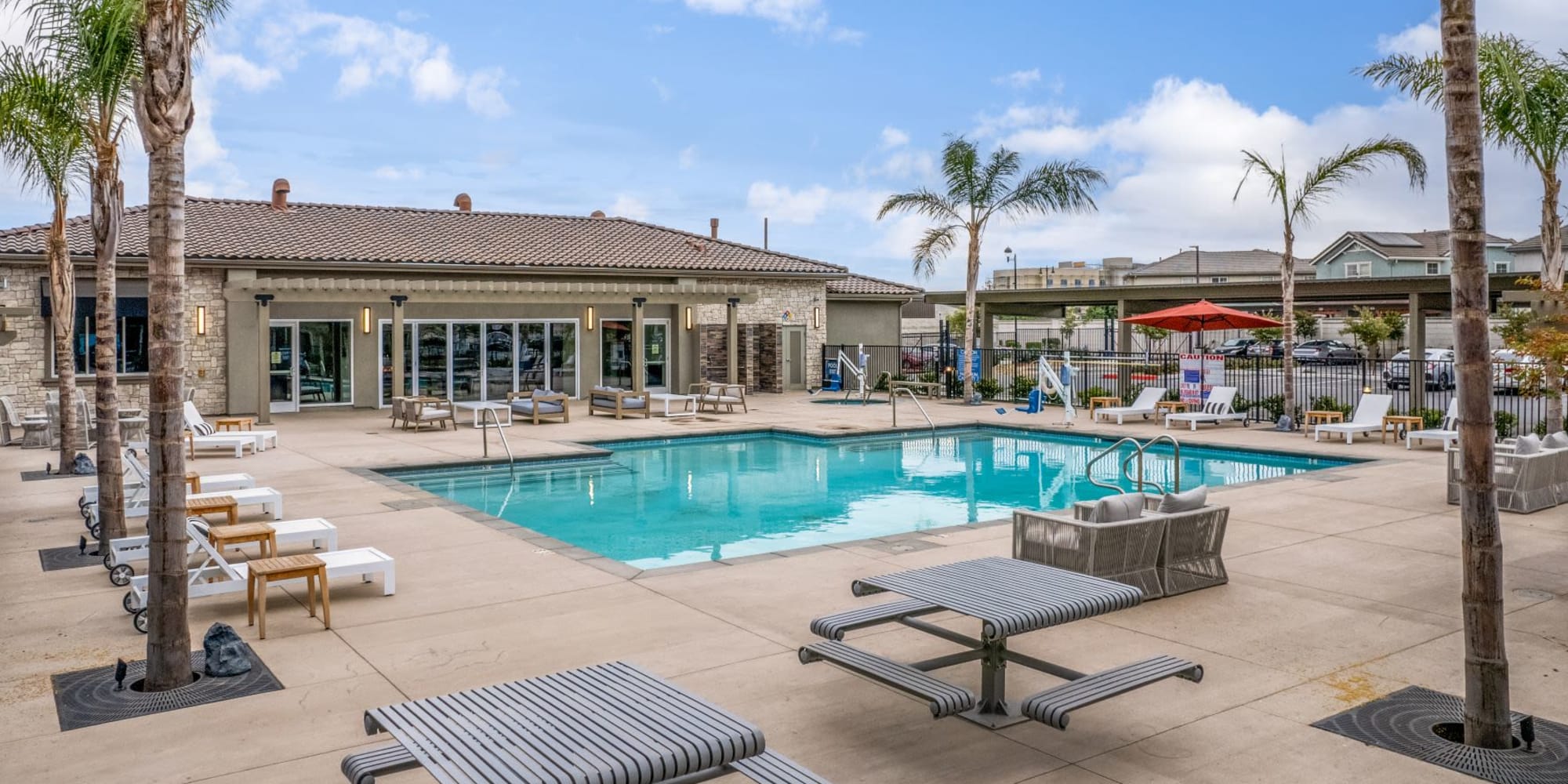 Swimming pool at Towne Centre Apartments in Lathrop, California
