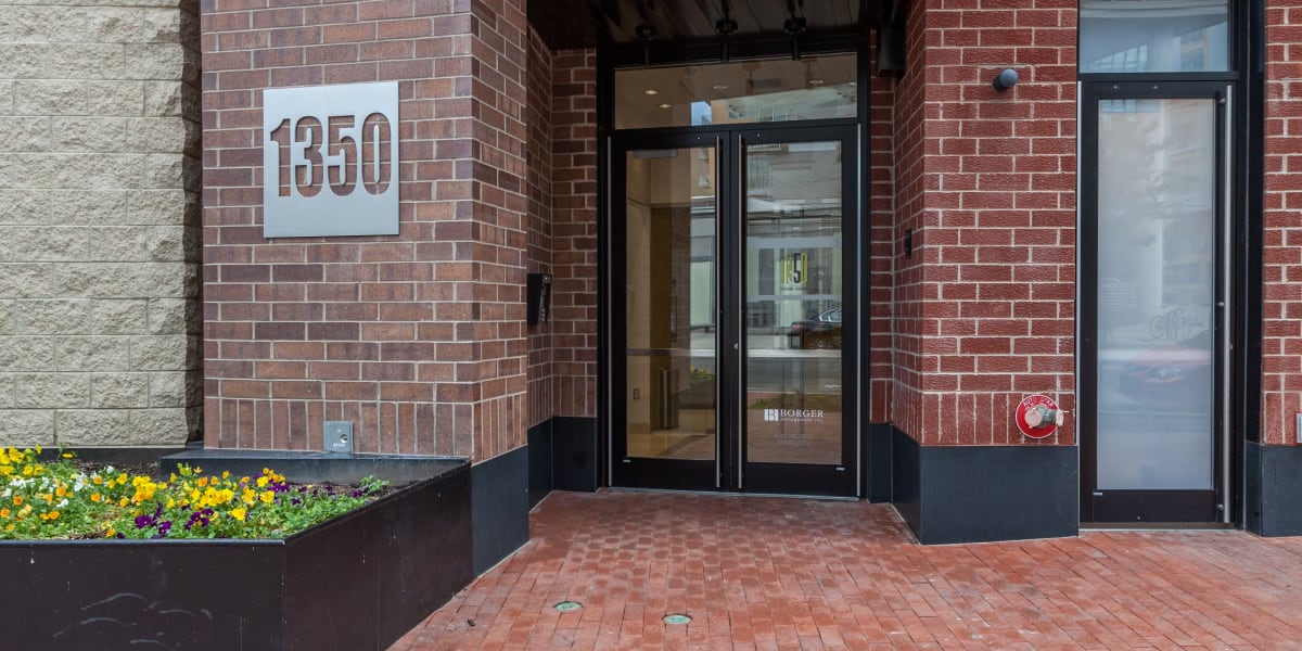 Entrance to the cool red brick building at 1350 Florida in Washington, District of Columbia