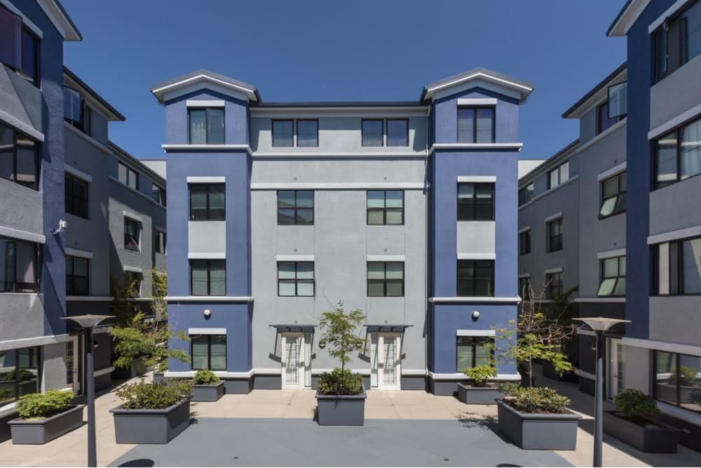 Exterior view of our luxury community at K Street Flats Apartment Homes in Berkeley, California
