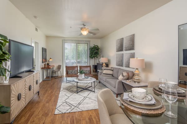 Large living room in model home at The Fleetwood in Tempe, Arizona