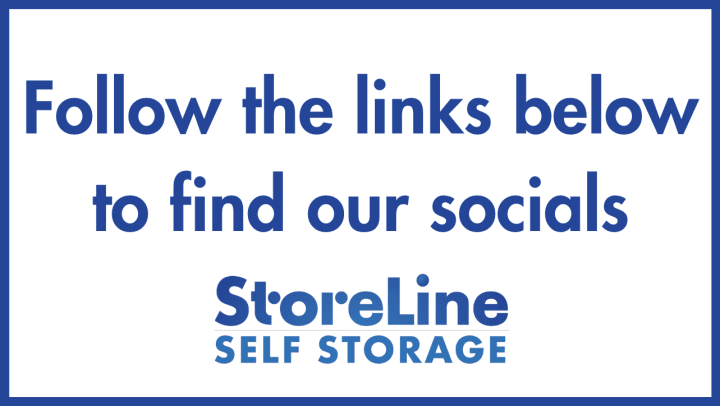 A box that says "Follow the links below to find our socials" with the StoreLine logo in the bottom