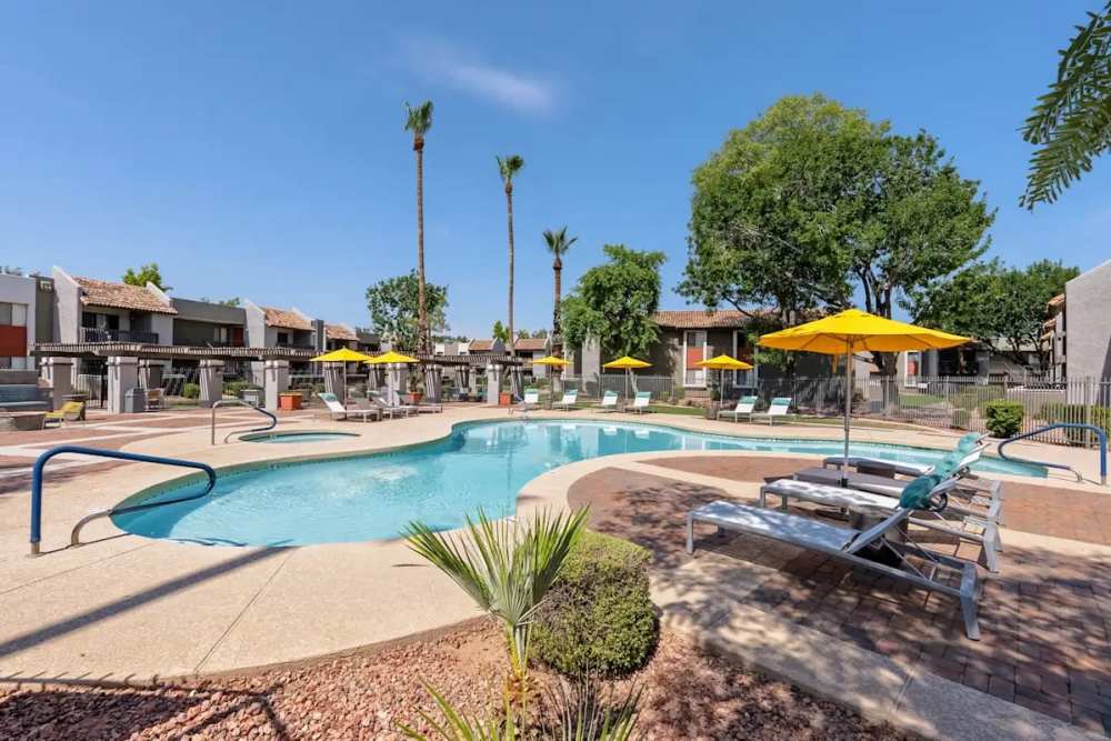 Pool and spa area at Park Lane Commons in Chandler, Arizona