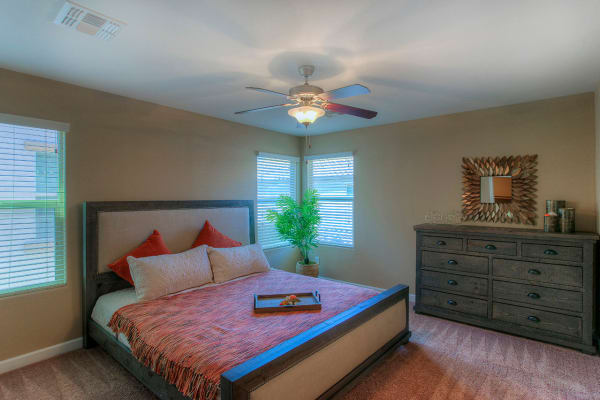 Model bedroom with modern decor at BB Living at Higley Park in Gilbert, Arizona