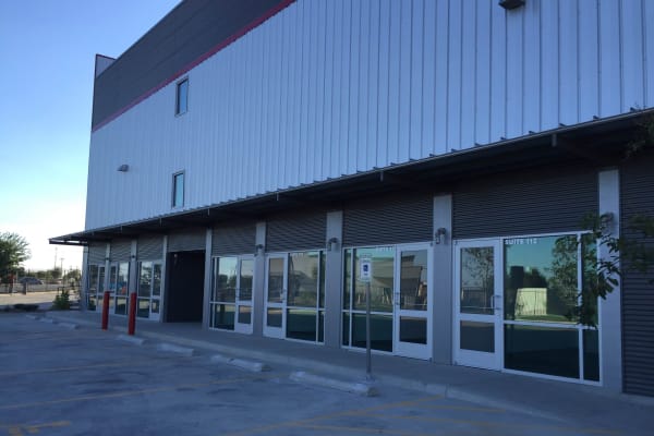 Row of office rental entrances at Lockaway Storage in Converse, TX