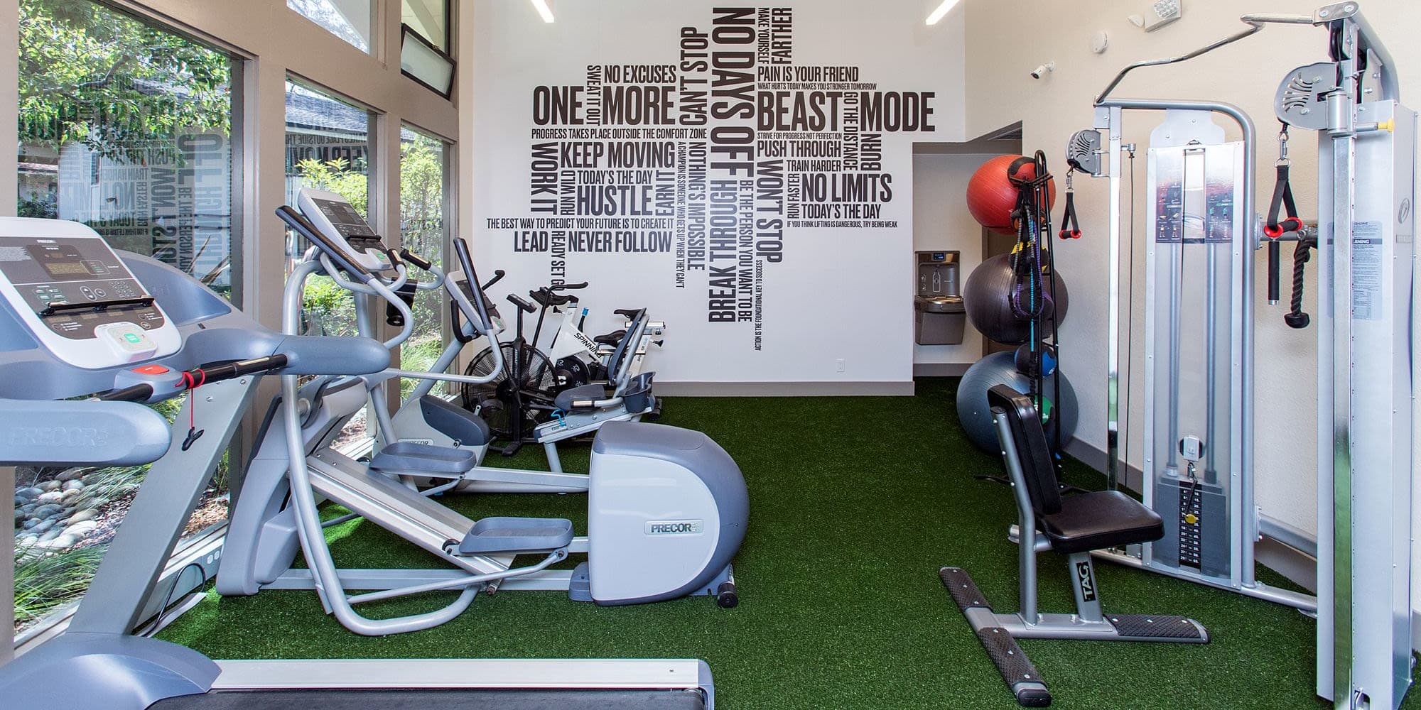Gym facility at Shadow Cove Apartments in Foster City, California