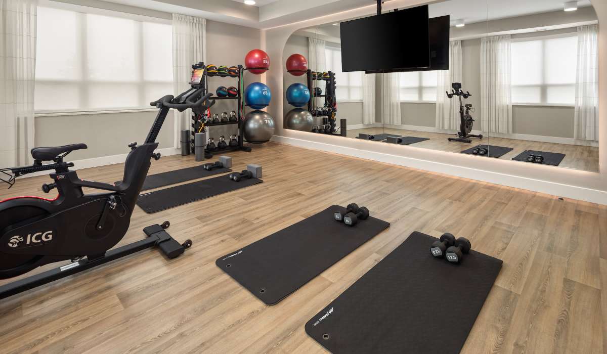 Fitness center at Aster in Coon Rapids, Minnesota