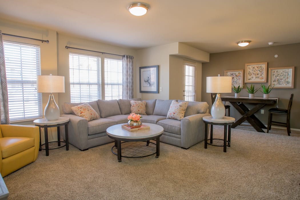 Wonderful living room at Mission Point Apartments in Moore, Oklahoma