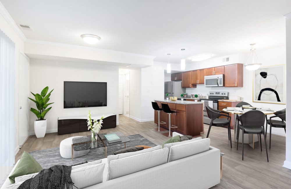 Open-concept kitchen at Tamarron Apartment Homes in Olney, Maryland