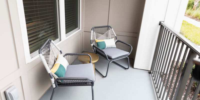 Private balcony at Midtown Square Chattanooga Apartments in Chattanooga, Tennessee   